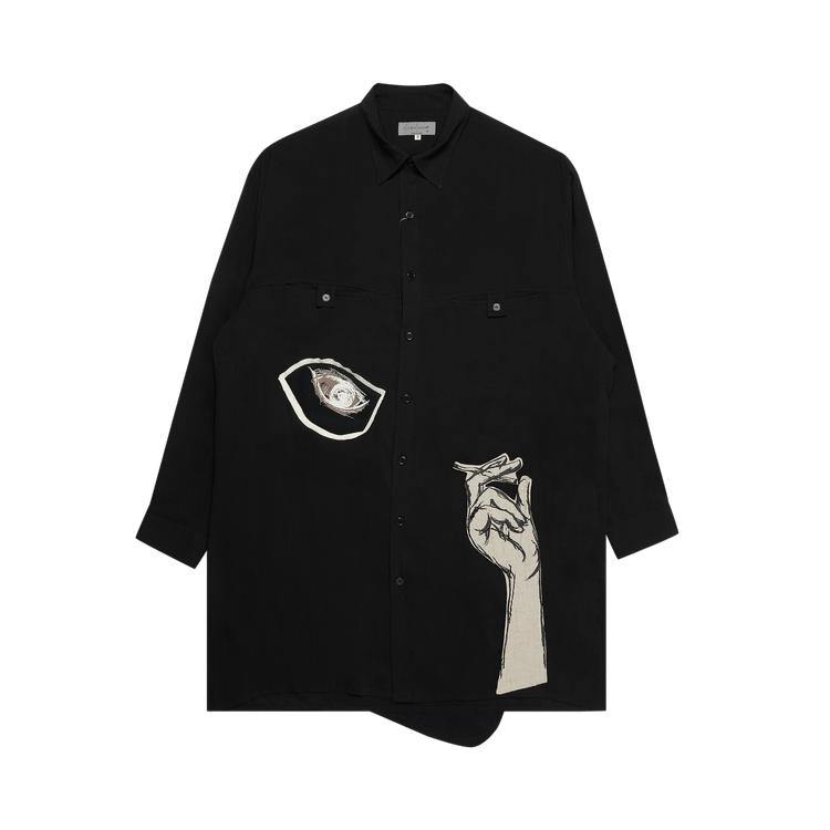 Buy Yohji Yamamoto Pour Homme Patched Long Shirt 'Black' - HG B61