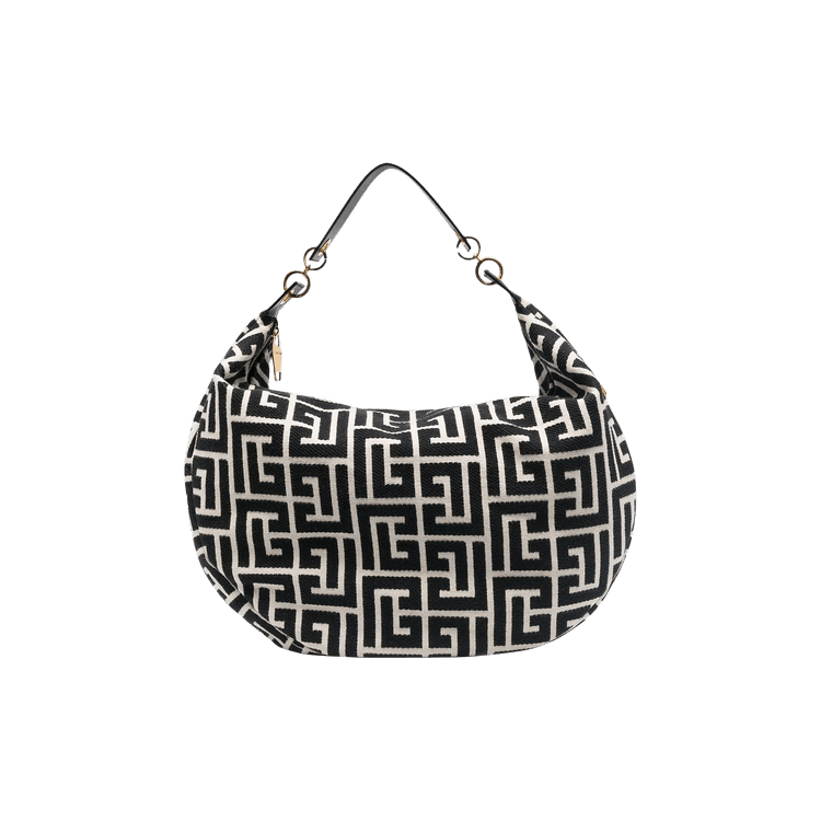 Balmain Monogram Jacquard Hobo Bag 'Ivoire/Noir' GOAT