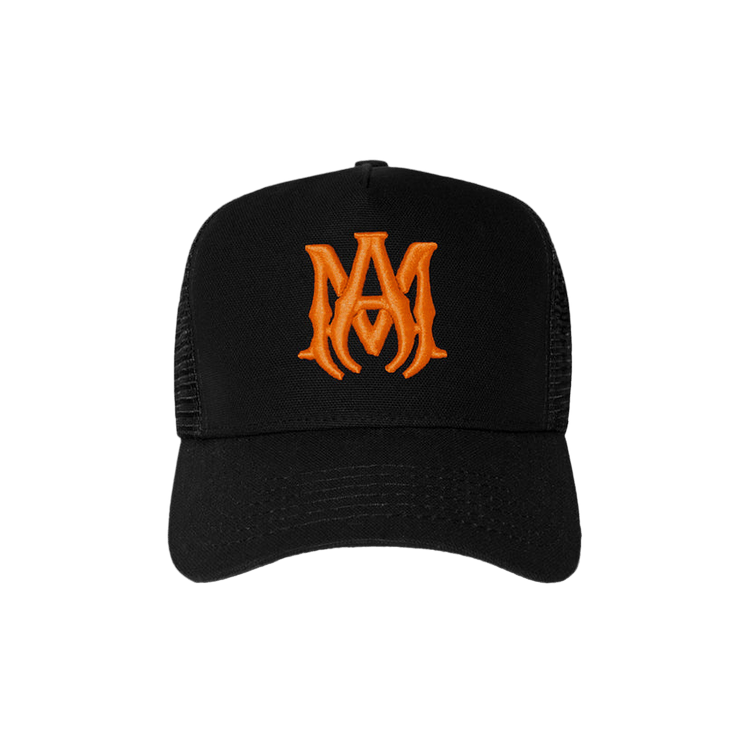 Buy Amiri Logo Trucker Hat 'Black/Orange' - PS22MAH005 063 BLAC