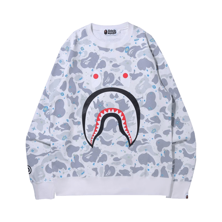Buy BAPE Space Camo Shark Crewneck White 1H80 113 003 WHITE GOAT CA