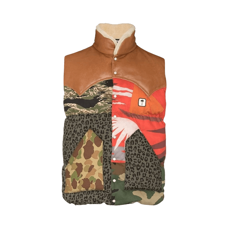 Palm Angels Mixed Prints Down Vest 'Military/Black' GOAT