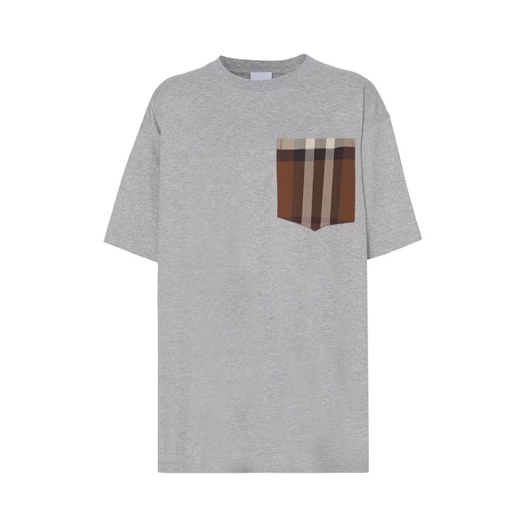 Buy Burberry Check Print Pocket Tee 'Pale Grey Melange' - 8048923
