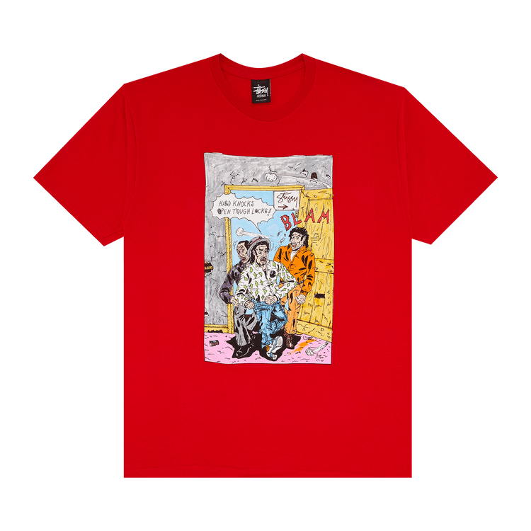 Buy Stussy x Real Deal Hard Knocks Tee 'Red' - 0535