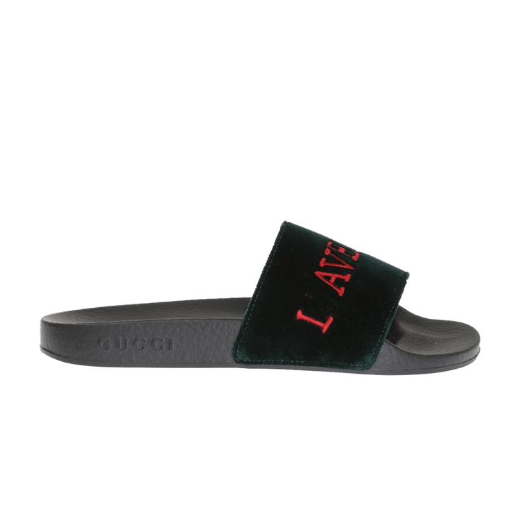 Gucci Velvet Slides L Aveugle Par Amour Black Culture Circle