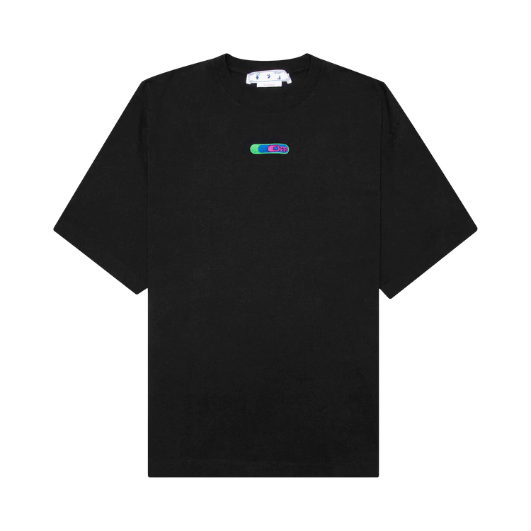 ■Off-White■ Wave Off Low Over Skate T-Shirt Black OMAA156S Off-White Paint Script Oversized Skate T-Shirt 'Black