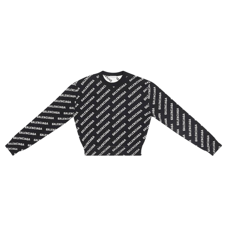 Balenciaga All Over Logo Crewneck Black White Culture Circle