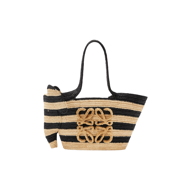 Loewe Elephant Basket Stripes Small Bag 'Natural/Black' | GOAT