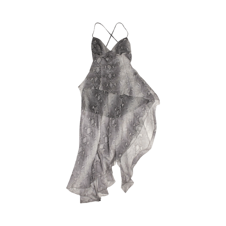 Amiri Silk Snake Print Long Dress 'Grey' GOAT