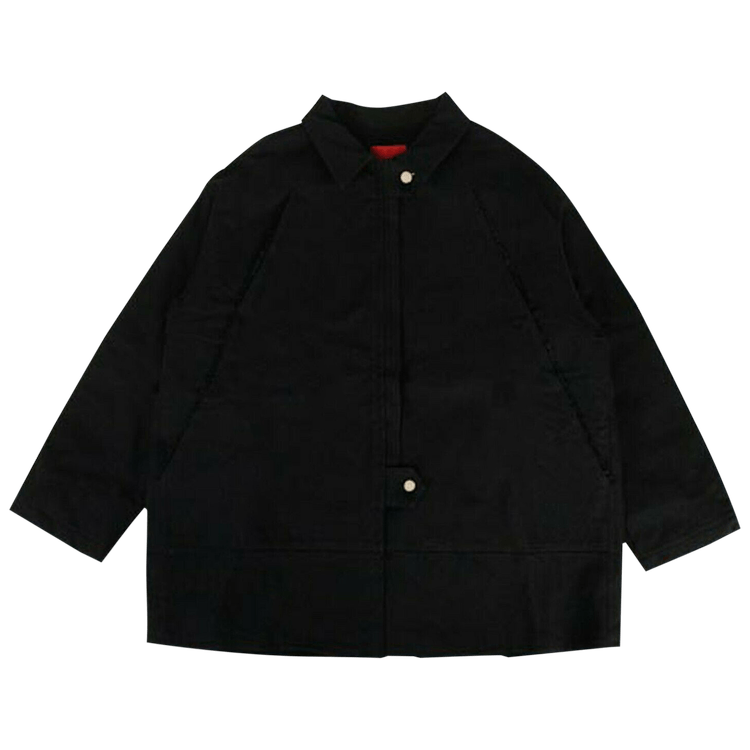 Buy 424 Collared Oversized Teared Canvas Jacket 'Black