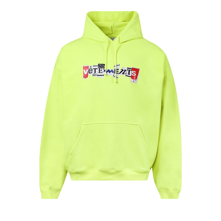 VETEMENTS ロコ刺繍ヒニ UE54HA100Y9676 NEONYELLOW Buy Vetements Mixed Logo Hoodie 'Neon Yellow' - UA53HD240Y
