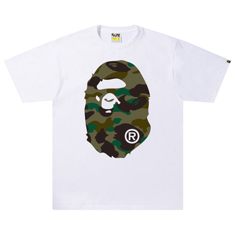 Buy BAPE 1st Camo Big Ape Head Tee 'White/Green' - 1I30 110
