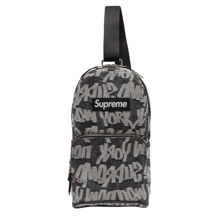 Buy Supreme Fat Tip Jacquard Denim Sling Bag 'Black' - SS22B14 BLACK