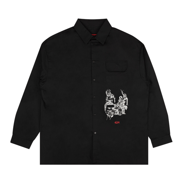 424 Casual Button Down Shirt 'Black' GOAT