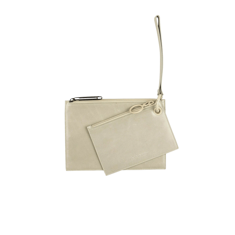 Buy Off White Double Pouch Bag Grey OMNF039E20LEA0010500 GOAT