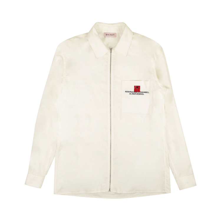 Palm Angels Zip Up LongSleeve Shirt 'White' GOAT