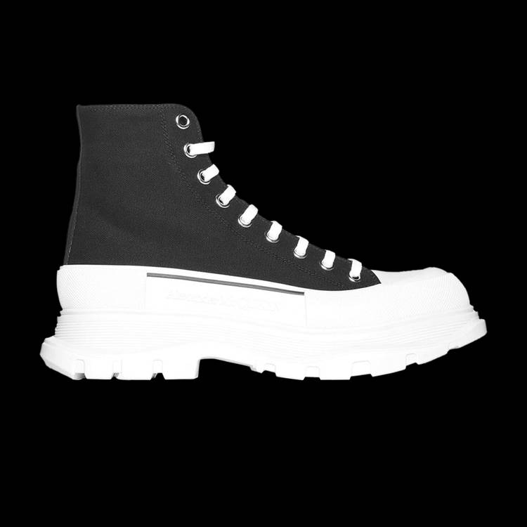 ALEXANDER MCQUEEN 850$ Men's Black Leather Tread Slick Sneaker Boots
