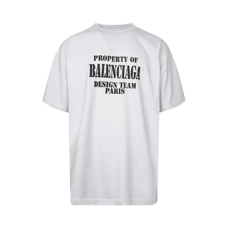 Tシャツ・カットソー BALENCIAGA SS25 White poplin shirt (830990TRM28 9000) Balenciaga Men's Logo Poplin Short Sleeve Shirt in White