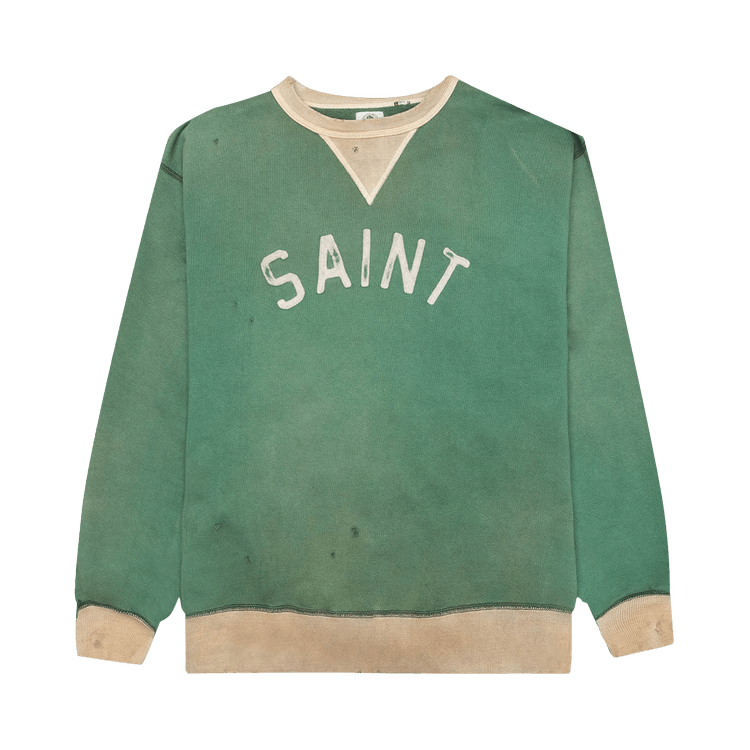 Buy Saint Michael Felt Sweatshirt 'Green/Grey' - SM S22 0000 040 GREE | GOAT