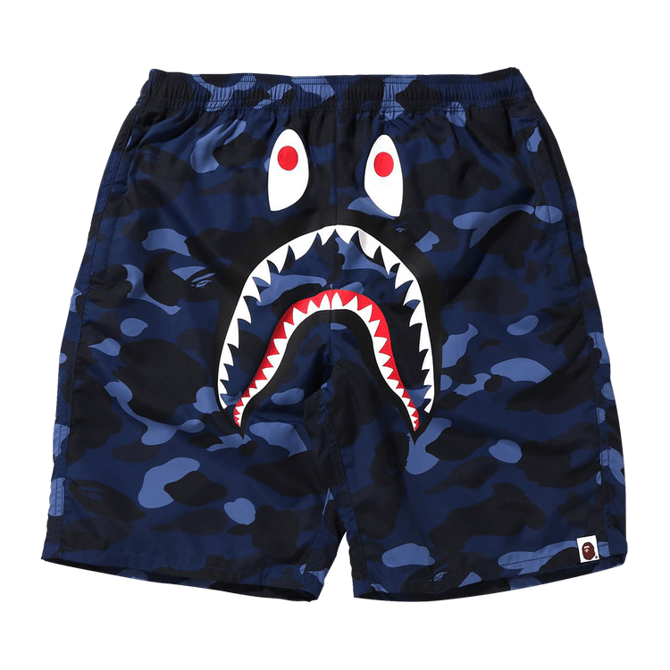 Buy BAPE Color Camo Shark Beach Shorts 'Navy' - 1I30 153 016 NAVY