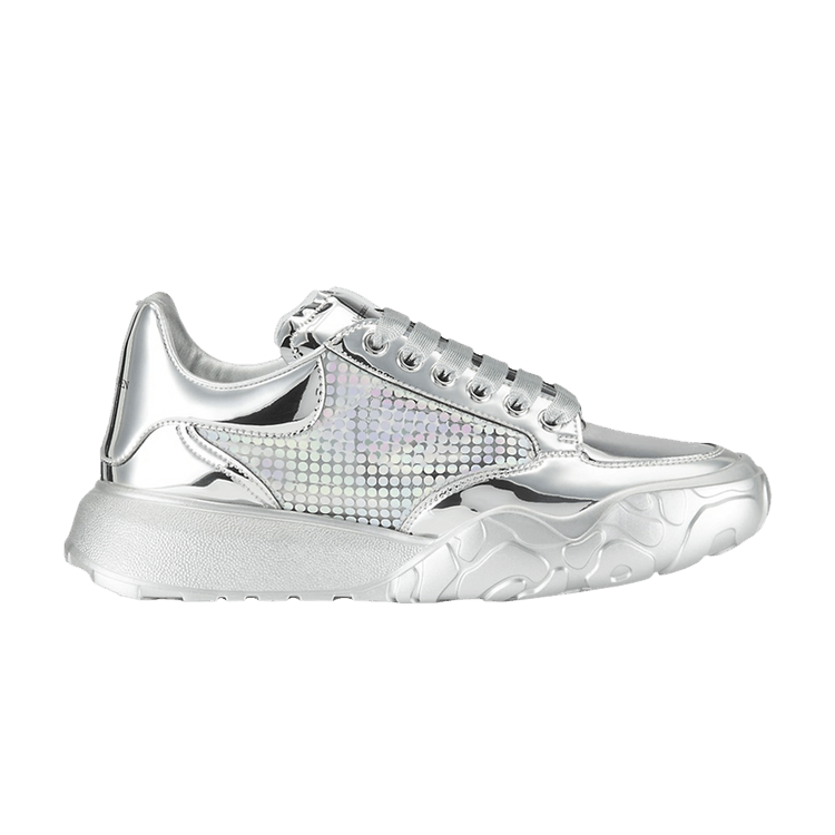 Alexander mcqueen silver trainers clearance