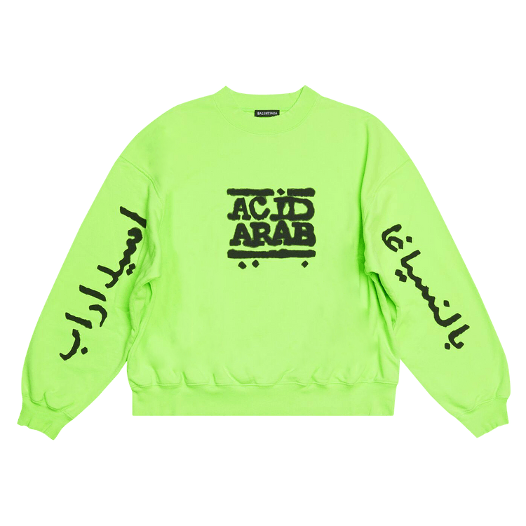Buy Balenciaga Crewneck Fluo Green Black 697869 TMVP7 4162 GOAT