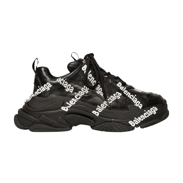 Size 5.0 Balenciaga Wmns Triple S 'Logotype - Black'