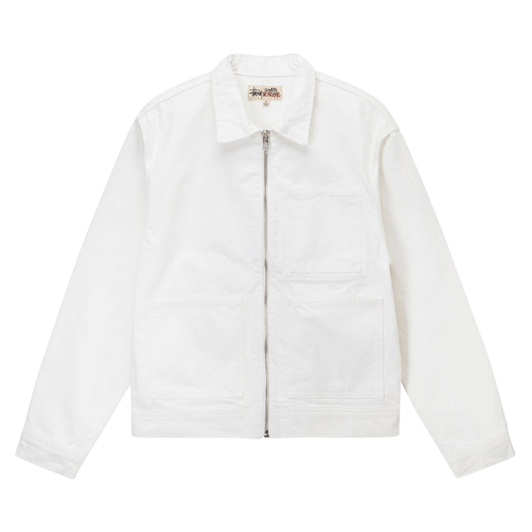 Buy Stussy Overdyed Zip Work Jacket 'White' - 115680 BONE | GOAT