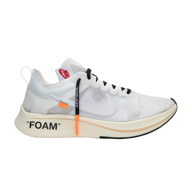 Nike x Off-White Black/Silver Mesh And Polyurethane Zoom Fly Sneakers Size  36.5 Off-White x Nike