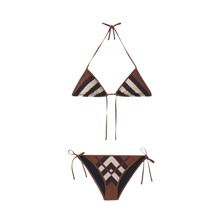 Buy Burberry Chevron Check Stretch Triangle Bikini Dark Birch Brown 8055292 Goat 