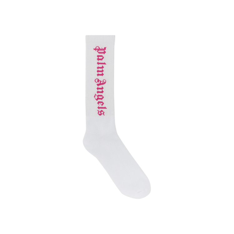 Buy Palm Angels Classic Logo Socks 'White/Fuchsia