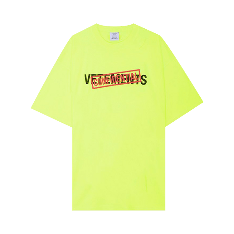 Vetements Confidential Logo T-Shirt 'Neon Yellow' | GOAT