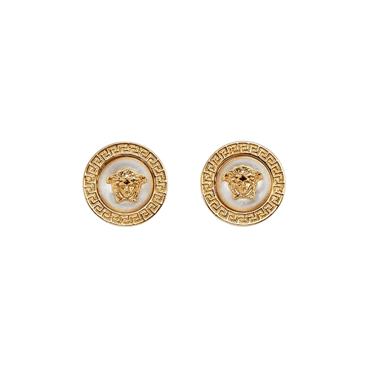 Buy Versace Medusa Greca Pearl Earrings 'Gold' - 1006803 1A05105