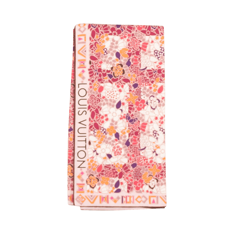 Louis Vuitton scarf pink silk monogram floral pattern 117×8cm Used