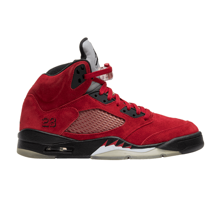 Jordan 5 raging bull red suede sales