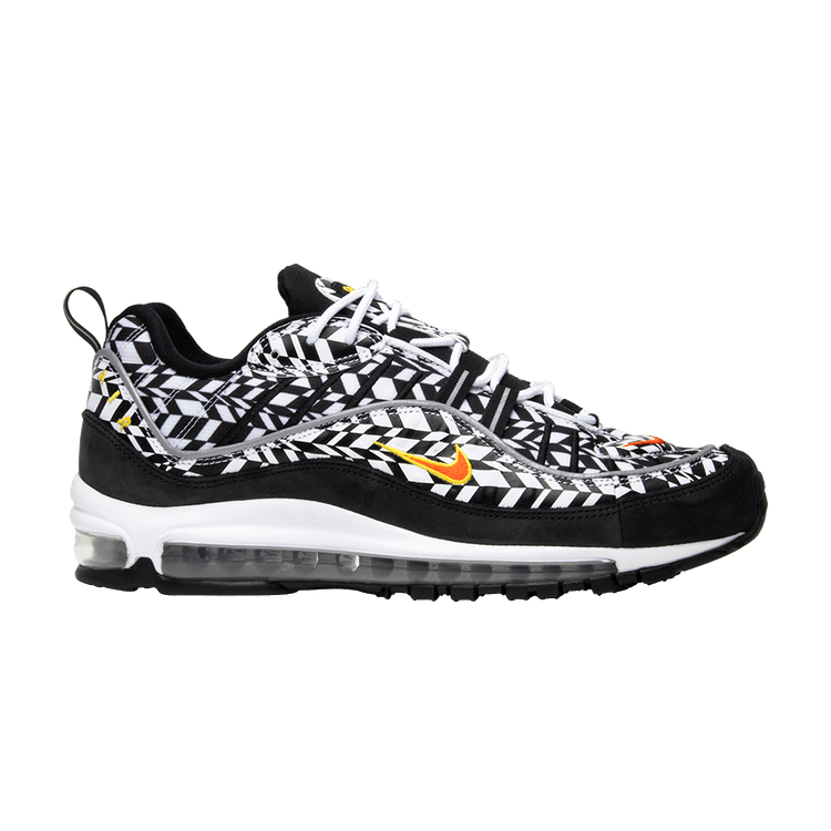 air max 98 black and white on feet