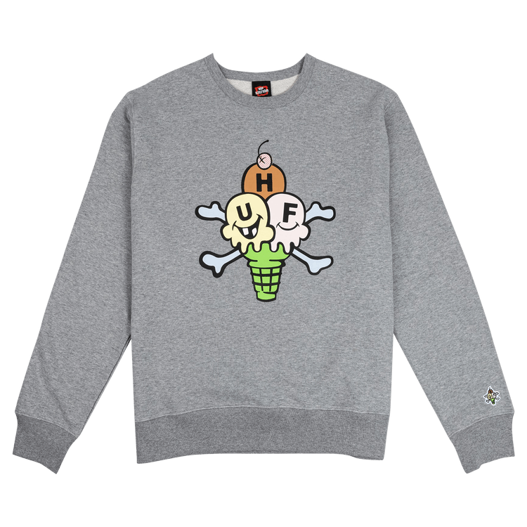 Buy Icecream x HUF Triple Scoop Crewneck 'Heather Grey' - 220 13 007 HEAT |  GOAT