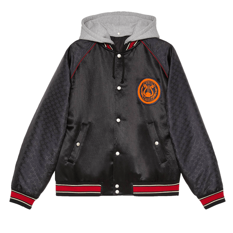 Buy Gucci GG Nylon Bomber Jacket With Lyre 'Black' - 568554