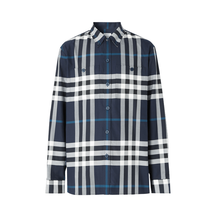 Buy Burberry Night Check Twill Shirt 'Dark Charcoal Blue/White' 8060699 GOAT