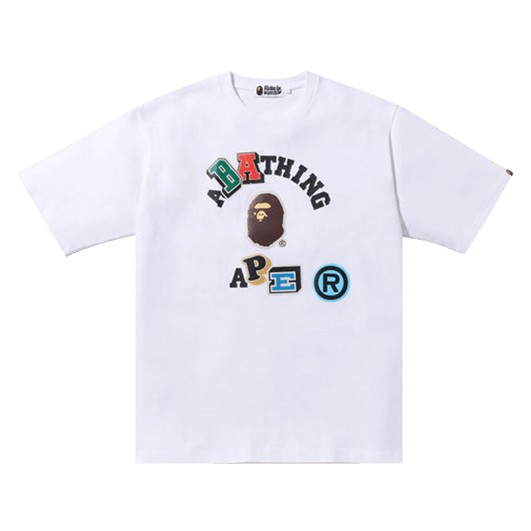 ◆BAPE◆ Multi-logo collage relaxed t-shirt M WHITE 001TEL30 BAPE Multi Fonts Relaxed Fit Collage Heavy Weight Tee White