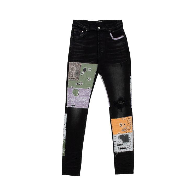 Buy Amiri Bandana Art Patch Jean 'Aged Black' PF22MDS021 023 AGED GOAT