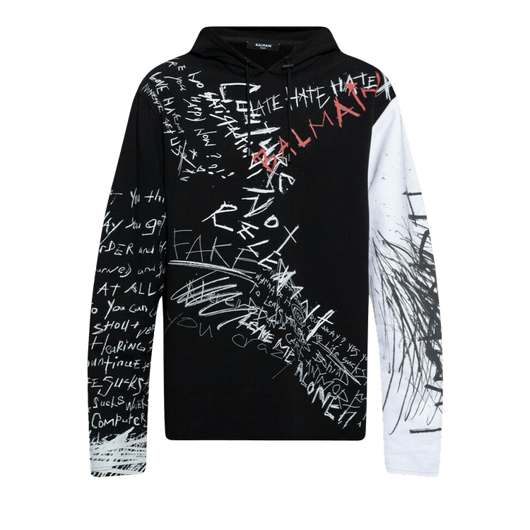Balmain graffiti hoodie outlet