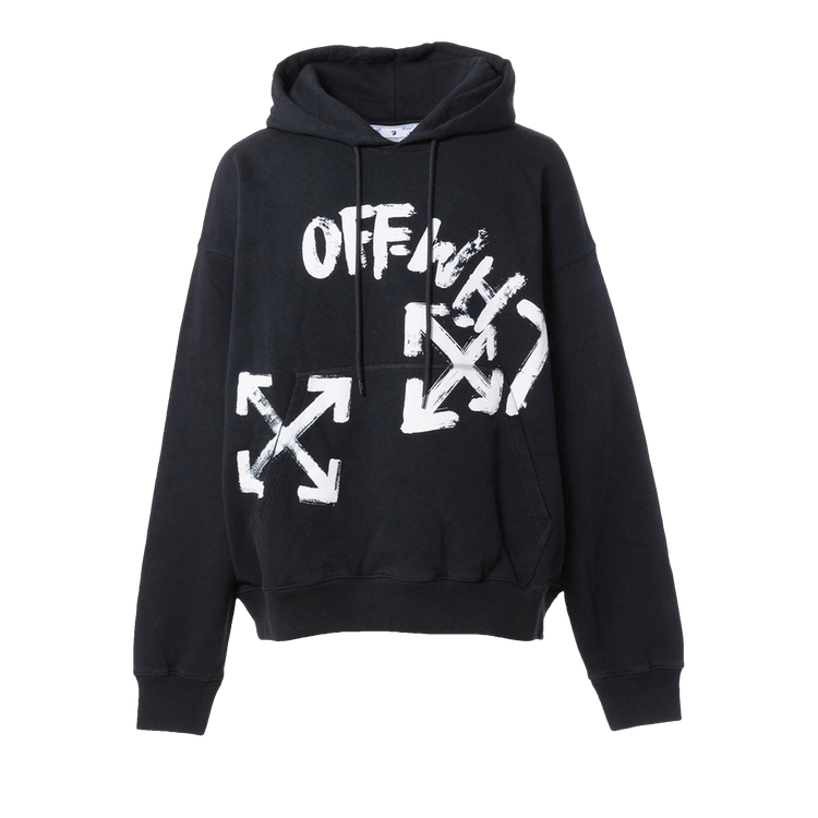 OffWhite Paint Script Skate Hoodie 'Black/White' GOAT