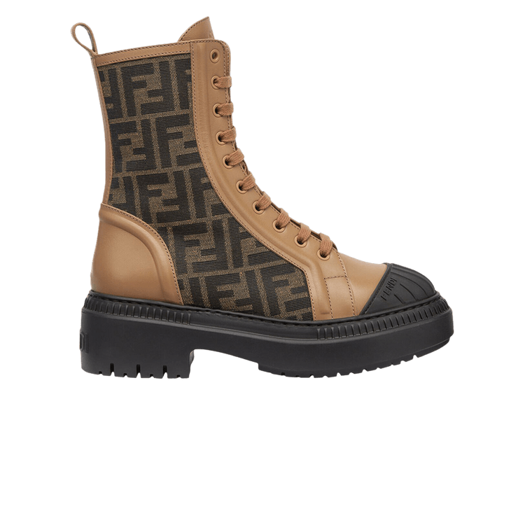 Size 6.5 Fendi Wmns FF Motif Domino Biker Boot Beige