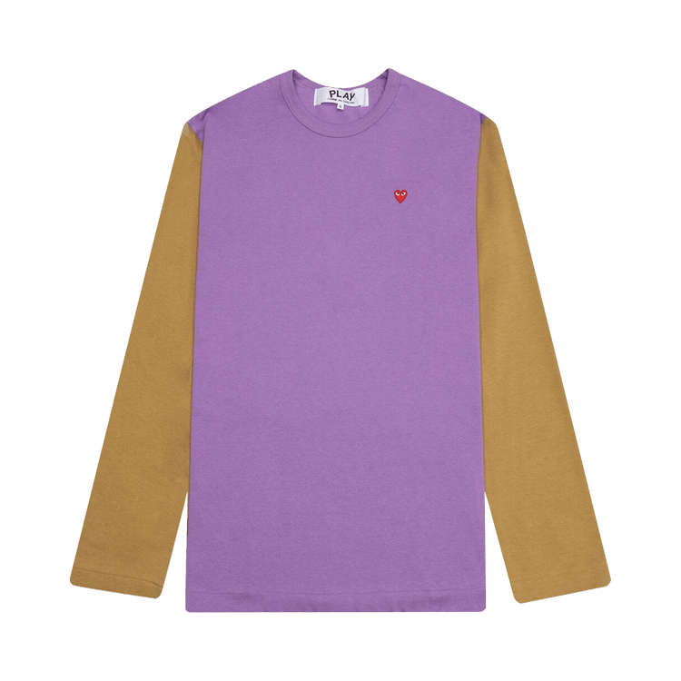 Comme des Garcons Play logo embroidered colour block T Shirt Purple