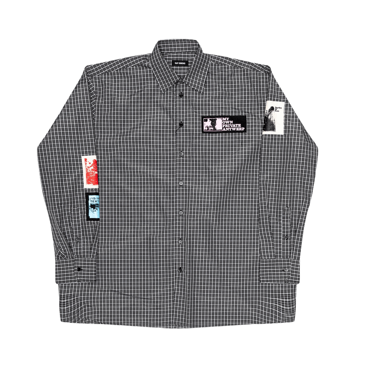 raf simons   バンド シャツ Buy Raf Simons Punk Patch Checkered Shirt 'Black/White