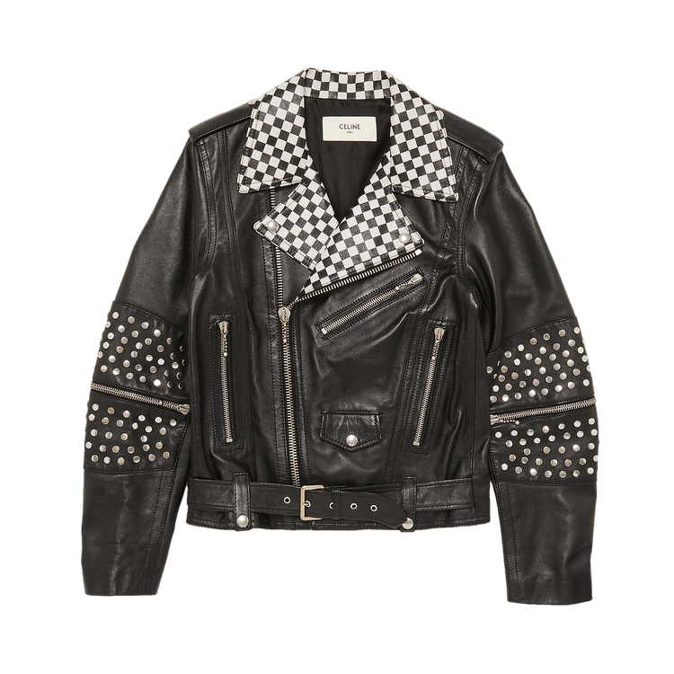 Buy CELINE Hedi Slimane Damier Checkered Leather Moto Biker