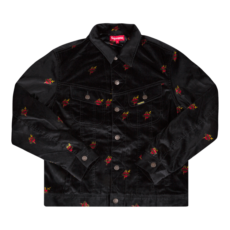 Supreme Velvet Trucker Jacket 'Black' | GOAT