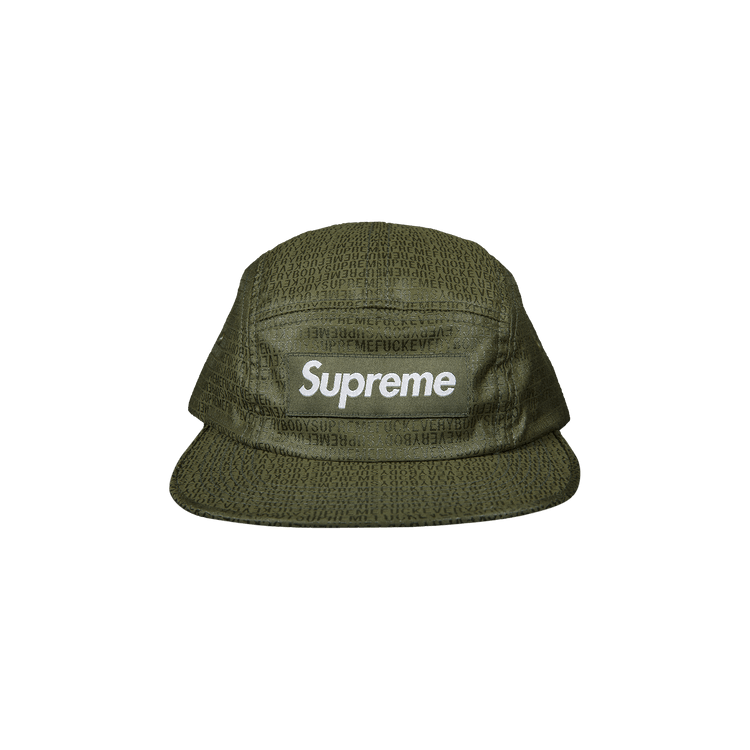 Buy Supreme Fuck Everybody Jacquard Camp Cap 'Olive' - SS19H103