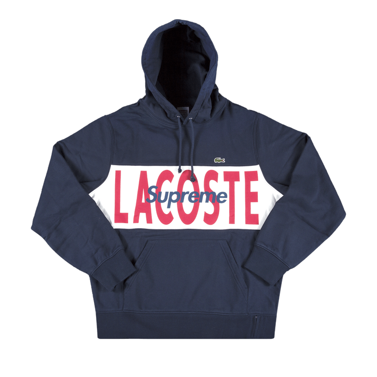 Buy Supreme x Lacoste Logo Panel Hooded Sweatshirt 'Navy