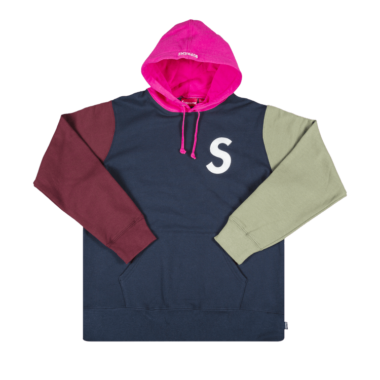 Buy Supreme S Logo Colorblocked Hooded Sweatshirt 'Navy